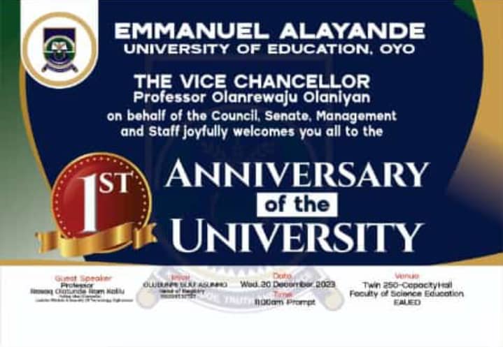 Event Invitation: Emmanuel Alayande Universitys Journey to Educational Excellence: One Year and Beyond